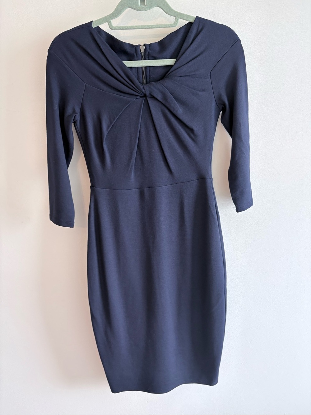 Bailey 44 Navy Twist-Neck Midi Sheath Dress